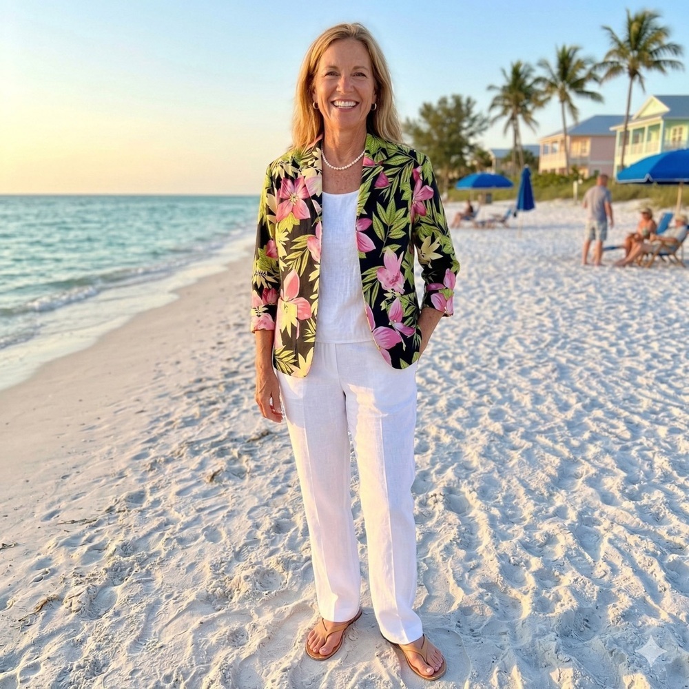 Erin London Black Tropical Cotton Spandex Blend 3/4 Sleeve Open Blazer Size S